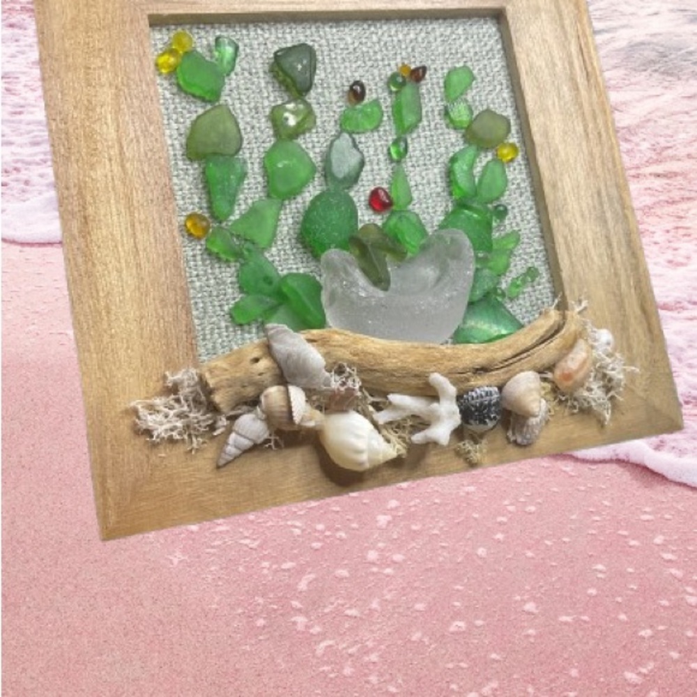 Beach-Inspired Sea Glass and Shell Frame